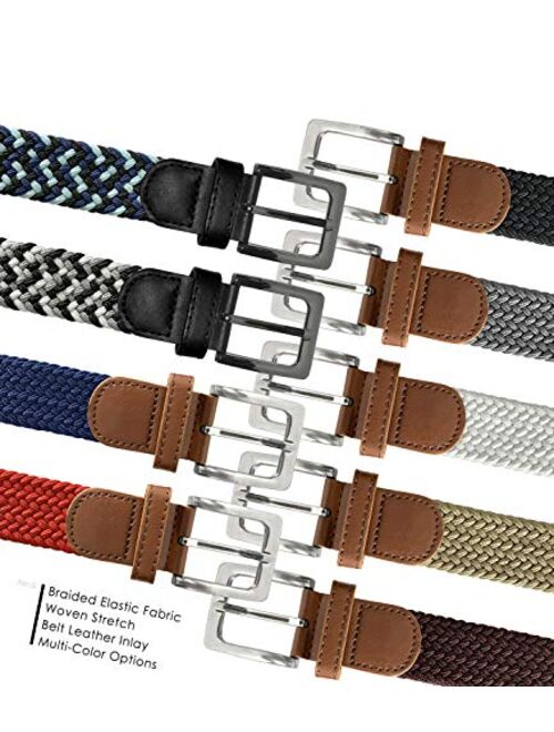 Belts.com Stretch Belt Braided Elastic Stretch Belt Casual Weave Canvas Fabric Woven Belt 1-3/8