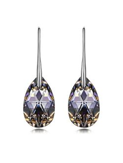 LADY COLOUR Mother's Day Jewelry Gifts for Mom, Silver Night Teardrop Dangle Earrings for Women with Crystals from Swarovski, Gifts for Women Jewelry Box Packing, Birthda