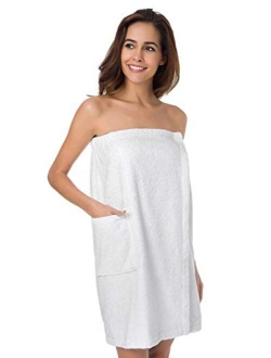 SIORO Women's Towel Wrap Bathrobe, Bamboo Cotton Spa Towels Robe with Adjustable Closure, Gym and Shower