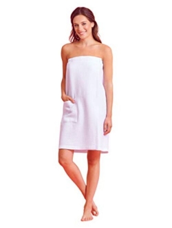 Women Spa/Bath Wrap with Pocket - Soft, Light Adjustable Closure - Quick Dry