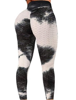 AEEZO Booty Leggings for Women Textured Scrunch Butt Lift Yoga Pants Sexy Workout High Waisted Anti Cellulite Brazilian Pants