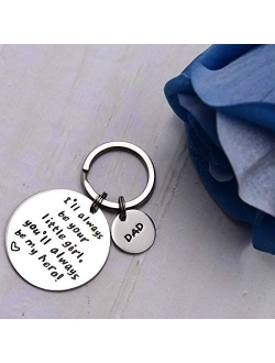 LParkin Father's Day Keychain - I'll Always Be Your Little Girl.You Will Always Be My Hero Keychain, Stainless Steel