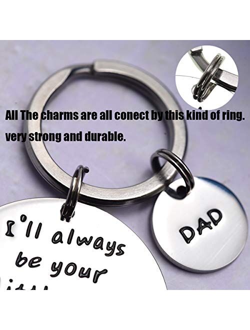 LParkin Father's Day Keychain - I'll Always Be Your Little Girl.You Will Always Be My Hero Keychain, Stainless Steel