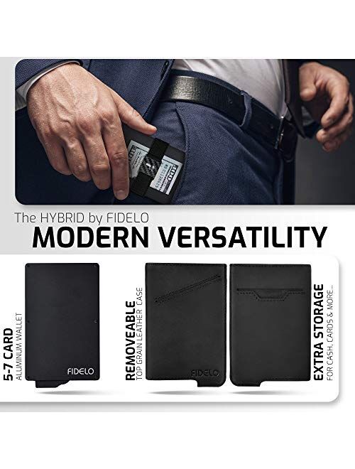 FIDELO Minimalist Wallets Card Wallet - Hybrid RFID Wallets for Men Slim Wallet