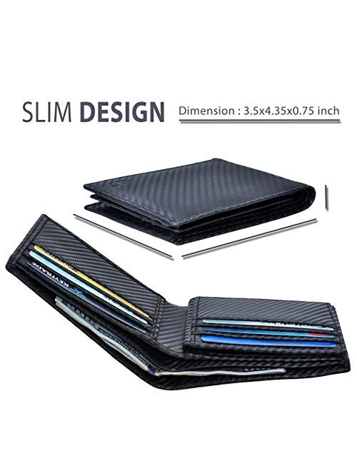 Slim RFID Wallets for Men - Genuine Leather Front Pocket Bifold Wallet