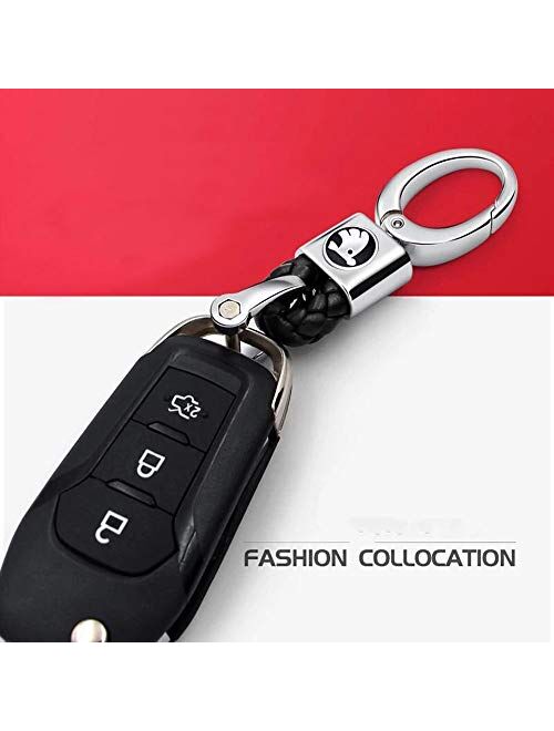 VILLSION 2Pack Genuine Leather Car Logo Keychain Key Chain with Zinc Ally Buckle Key Holde
