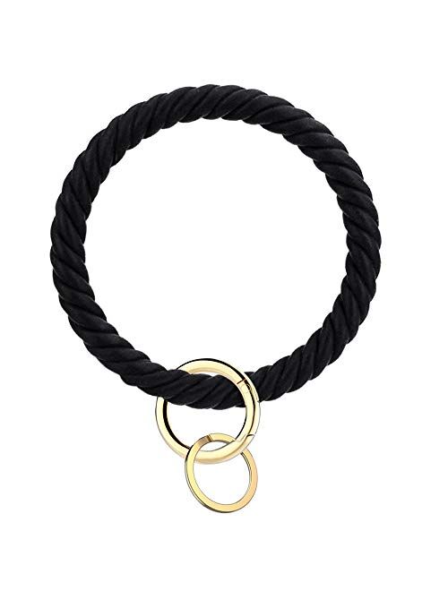 Idakekiy Key Chain, Silicon Wristlet Keyring Bangle Keychain Bracelet Holder for Women Girl