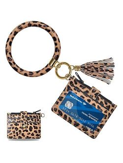 Keychain Bracelet,SHANSHUI Wristlet Circle Key Ring Bangle Card Pocket for Women