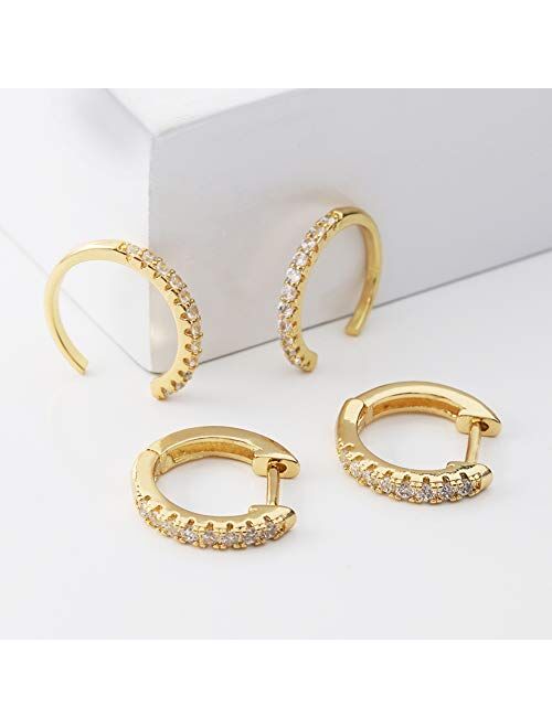 Vercret Gold Earrings Cuff for Women - CZ Earrings for Girls, Ear Cuff Gifts for Friend,Sister, Daily Wearing