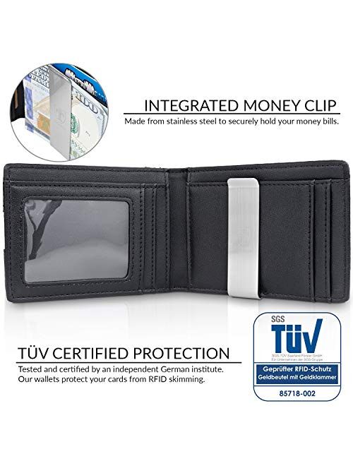 TRAVANDO Mens Slim Wallet with Money Clip SEATTLE RFID Blocking Bifold Credit Card Holder for Men with Gift Box