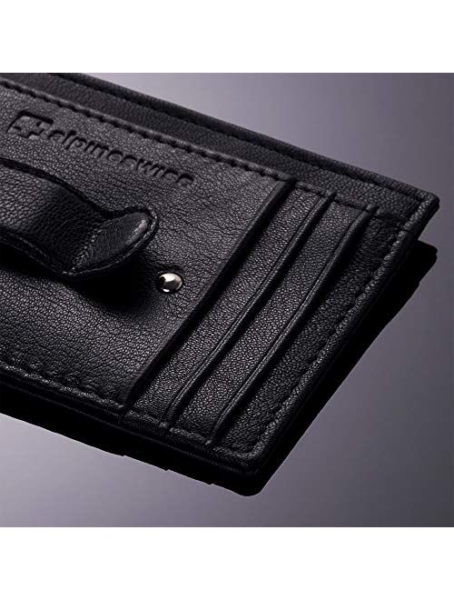 Alpine Swiss Mens Money Clip Genuine Leather Minimalist Slim Front Pocket Wallet