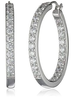 Platinum or Gold Plated Sterling Silver Inside-Out Hoop Earrings made with Swarovski Zirconia