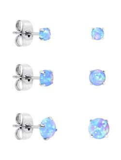 Body Candy Stainless Steel Synthetic Opal Post Stud Earring Pack of 3