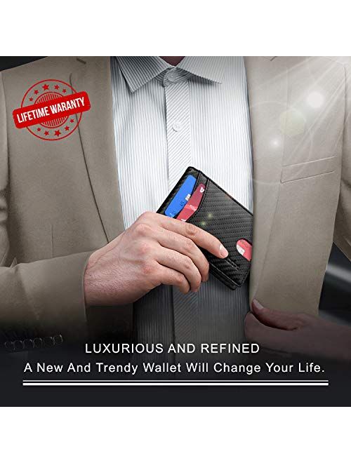 RUNBOX Slim Wallets for Men with RFID Blocking & Minimalist Mens Front Pocket Wallet Leather