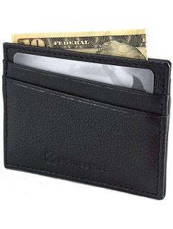 Front Pocket Wallet Minimalist Super Thin 5 Card Wallet Genuine Leather