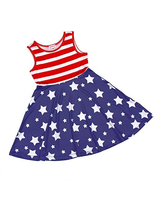 JESKIDS Little Girls Unicorn Dress Sleeveless Casual Twirl Dresses