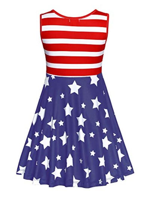 JESKIDS Little Girls Unicorn Dress Sleeveless Casual Twirl Dresses