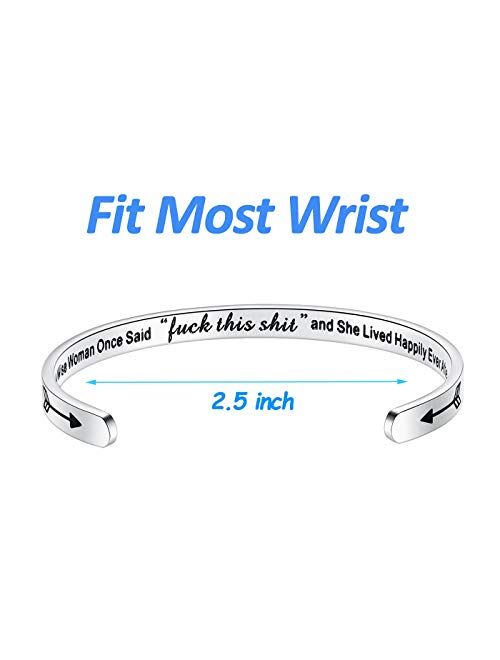 TONY & SANDY Inspirational Gifts Bracelet Cuff Bangle Mantra Quote Positive Saying Engraved Stainless Steel Silver Motivational Friendship Encouragement Jewelry for Teen 