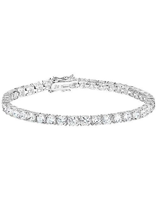 Amazon Essentials Plated Sterling Silver Round Cut Cubic Zirconia Tennis Bracelet