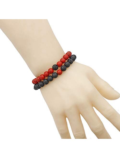 MengPa Mens Lava Rock Bracelet for Women Aromatherapy Anxiety Essential Oil Diffuser Volcanic Stone Bead Bangle