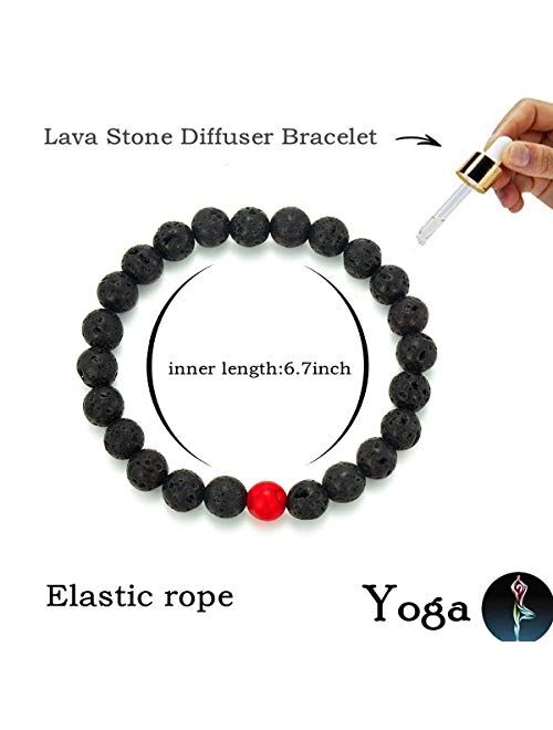 MengPa Mens Lava Rock Bracelet for Women Aromatherapy Anxiety Essential Oil Diffuser Volcanic Stone Bead Bangle
