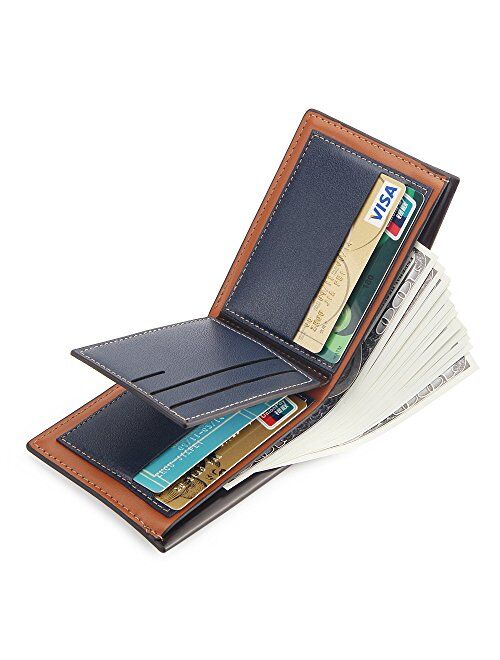 Stylish Men Bifold Wallet with RFID Blocking Slim Minimalist Front Pocket Wallet