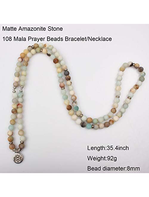 GVUSMIL 8mm 108 Mala Beads Wrap Bracelet Necklace for Yoga Charm Bracelet Natural Gemstone Jewelry for Women Men