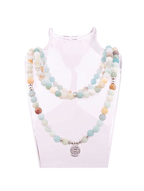 GVUSMIL 8mm 108 Mala Beads Wrap Bracelet Necklace for Yoga Charm Bracelet Natural Gemstone Jewelry for Women Men