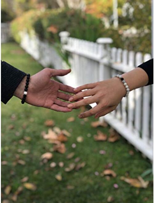 Lucky Feather Long Distance Relationships Couples Bracelets - A Reminder of Love and Strength During Time and Distance Apart (2 Piece Set) Couples Gifts