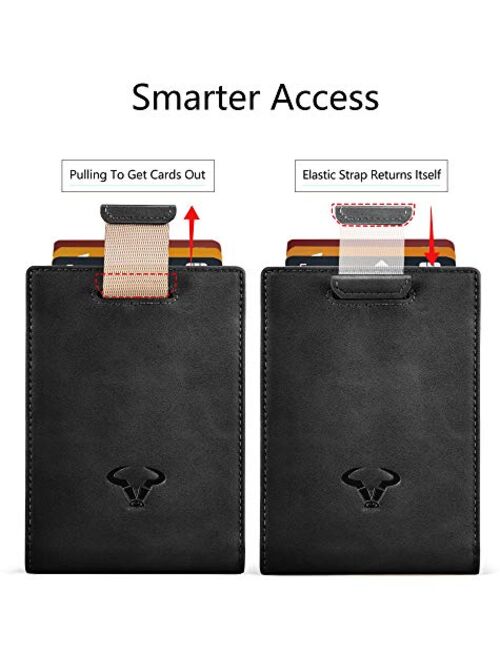 Slim Wallet Front Pocket,BULLIANT Money Clip Minimal Bifold Wallet For Men 10 Cards 3.1"x4.5", Pull-tap Access,RFID Blocking