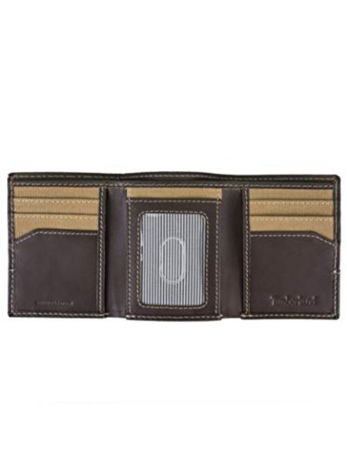 Timberland Men's Canvas & Leather Trifold Wallet