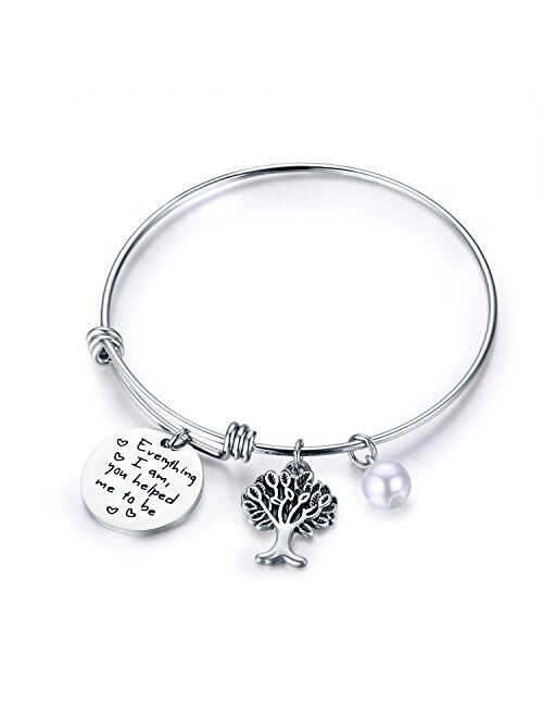 CJ&M Family Tree Bracelet The Love Between Mother and Daughter is Forever Tree of Life Bracelet Mother Gift Bangle