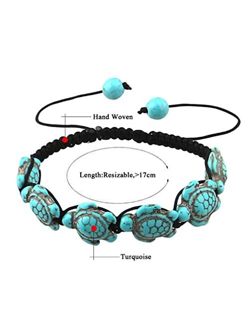 Comelyjewel Premium Quality Bohemian Turquoise Turtle Bracelet Hand Knit Bracelet for Women Girls