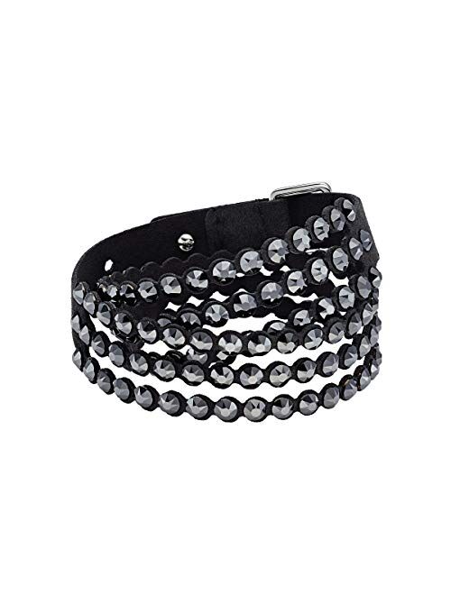 SWAROVSKI Women's Leather Look Crystal Power Bracelet Collection