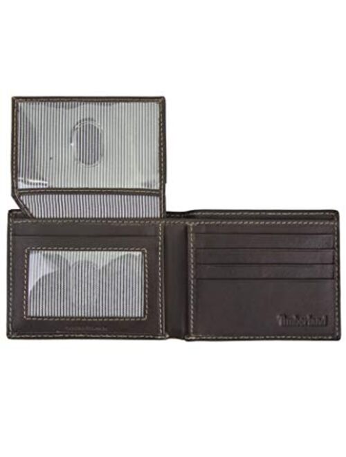 Timberland Men's Cloudy Genuine Leather Passcase Wallet