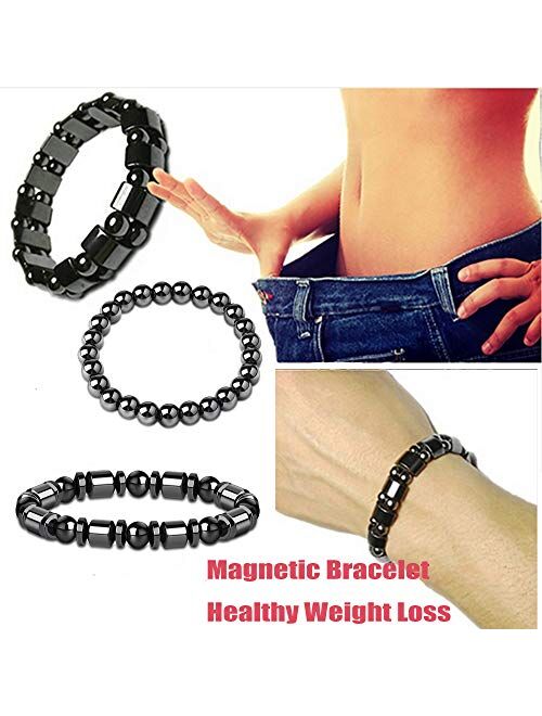 Thunaraz 4Pcs Hematite Bracelet for Men Women Bangle Bracelet Magnetic Tiger Eye Bracelets