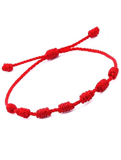 PHITECUS Bracelet 7 knots for protection, Evil Eye and Good Luck. Buddisth String. Thread/Amulet for prosperity and success. Talisman for Womens, Mens, Girls, Boys. Cord 