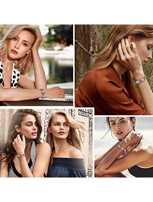 Emibele Layered Leather Bracelet, Rivet Leopard Print Bohemian Style Multilayer Wrap Bracelet, Handmade Agate Chakra Crystal Glass Beaded Shell Bracelet for Women