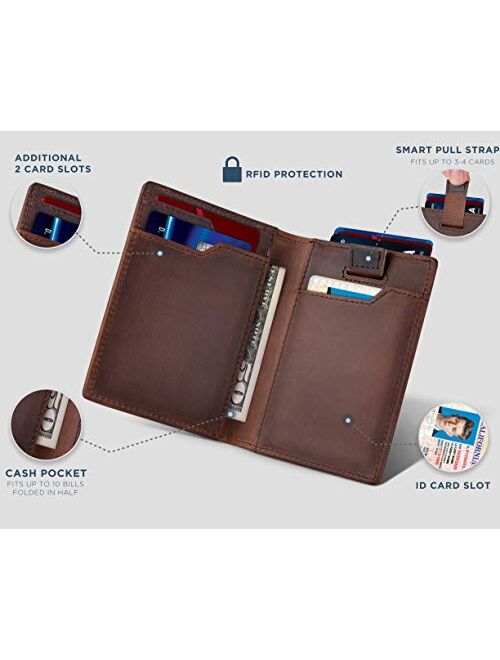 SERMAN BRANDS Wallets for Men Slim Mens leather RFID Blocking Minimalist Card Front Pocket Bifold Travel Thin