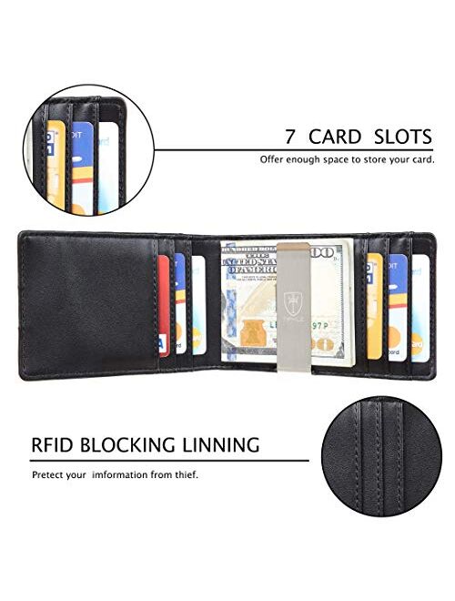 Tipmile Mens RFID Blocking Bifold Wallet with Money Clip Credit Card Holder