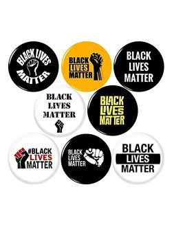 Panic Buttons BLACK LIVES MATTER 8 NEW 1 Inch (25mm) Set of 8 Pinback Buttons Badges Pins 1" BLM