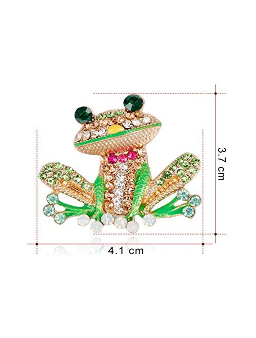 Comelyjewel Frog Brooch Pins for Women Men, Enamel Rhinestone Colorful