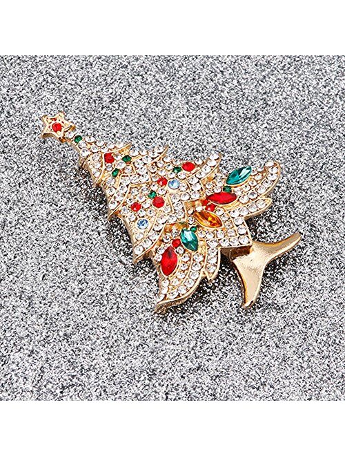Vintage Colored Christmas Tree Rhinestone Brooch Pin Wedding Party Jewelry