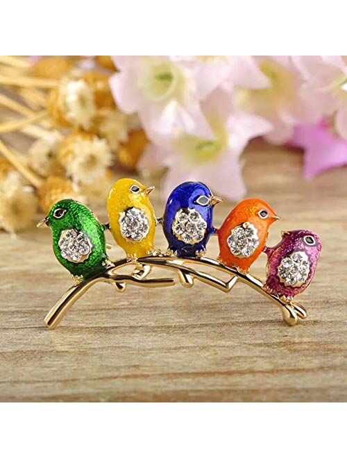 Comelyjewel Colorful Little Birds Brooch Pins Alloy & Crystal Brooch Jewelry Gifts Useful and Practical