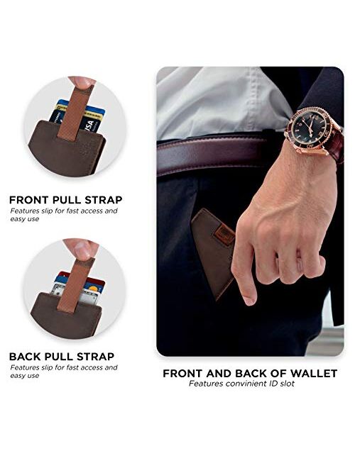 SERMAN BRANDS RFID Blocking Bifold Slim Genuine Leather Minimalist Front Pocket Wallets for Men Money Clip