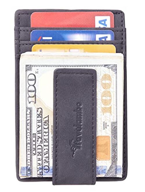 Travelambo Money Clip Front Pocket Wallet Slim Minimalist Wallet RFID Blocking
