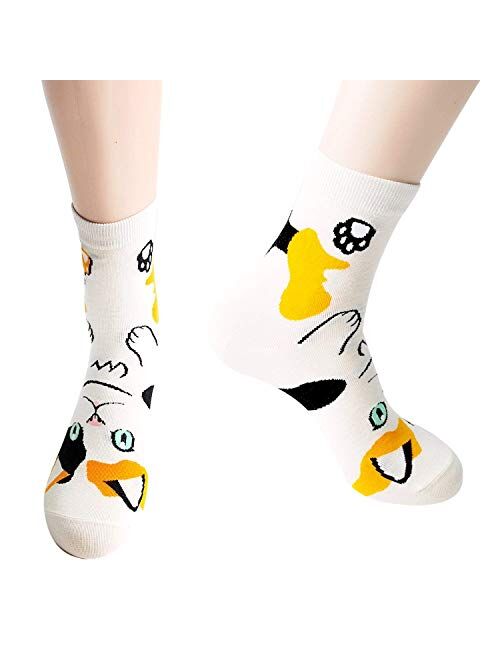 3-6 Pairs Womens Gift Socks Set - Animal Cat Dog Owl Pattern Funny Cute Design Gift Ideas Size 6-9