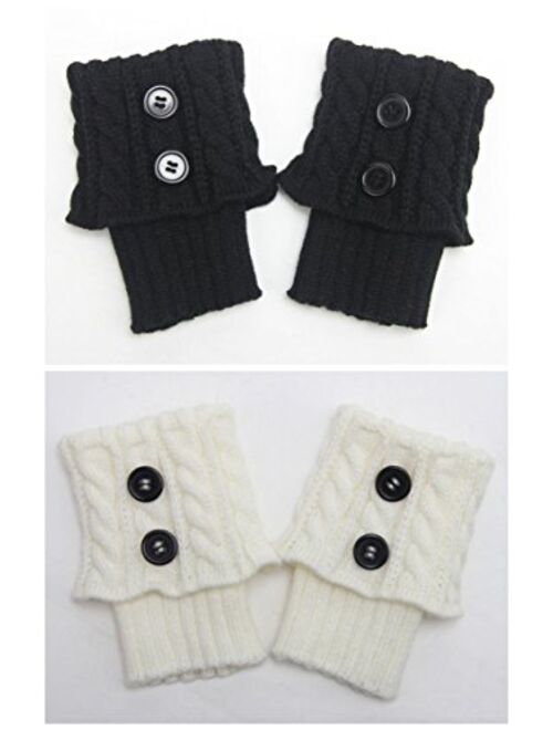 Santwo Women Winter Warm Crochet Knitted Boot Cuff Sock Short Leg Warmer 3 Pairs