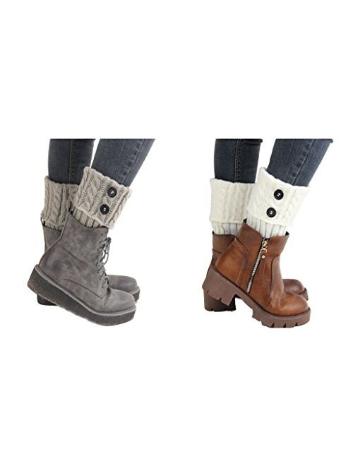 Santwo Women Winter Warm Crochet Knitted Boot Cuff Sock Short Leg Warmer 3 Pairs