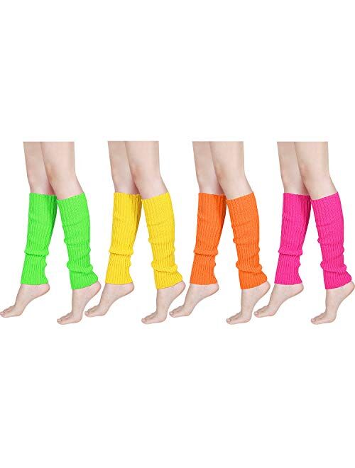 NEWITIN 5 Pairs 80s Women Knit Leg Warmers Ribbed Leg Warmers for Party Accessories Sports 